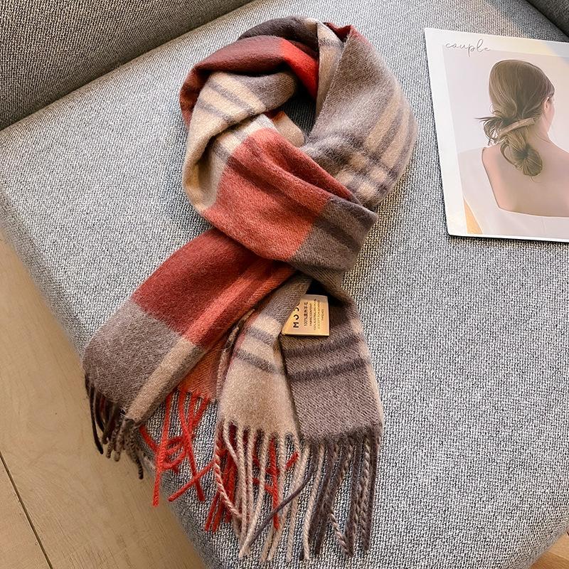 100% Wool Australian Pure Wool Plaid Scarf Winter Versatile Warm Couple Scarf