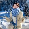 Fixed Dyeing Haze Blue~ Premium Hair Sensing Pocket Scarf Women's Winter Wool Shawl Thickened Plush Scarf