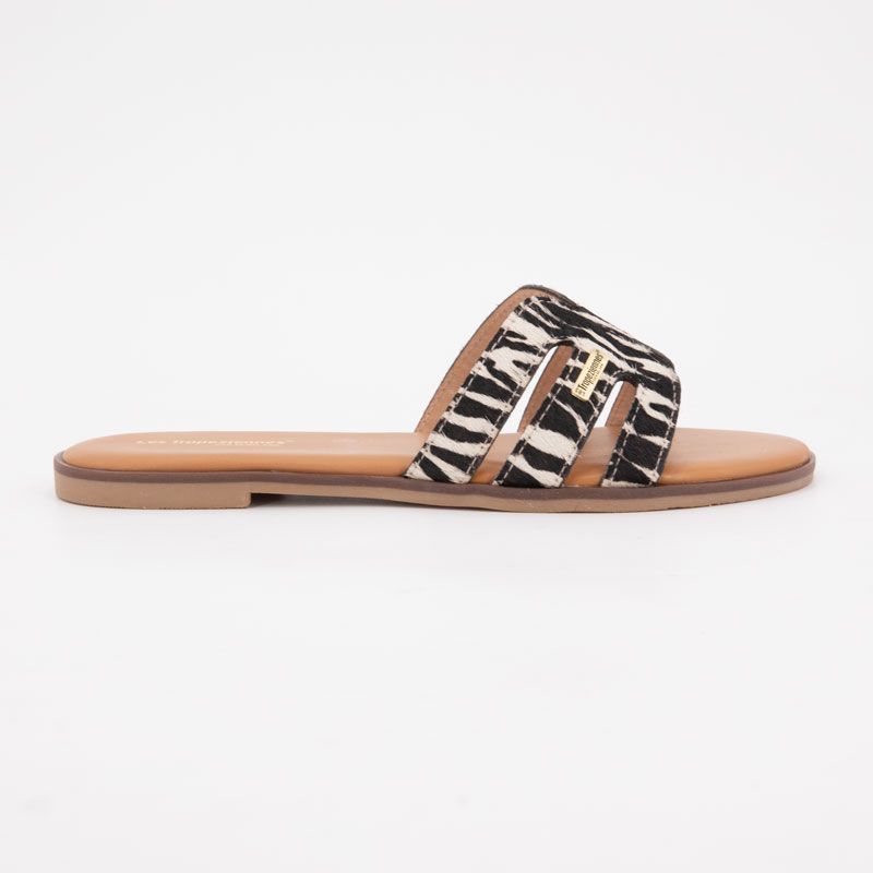 Women's Zebra Print Leather Mules HAMIGAPO LES TROPEZIENNES PAR M.BELARBI