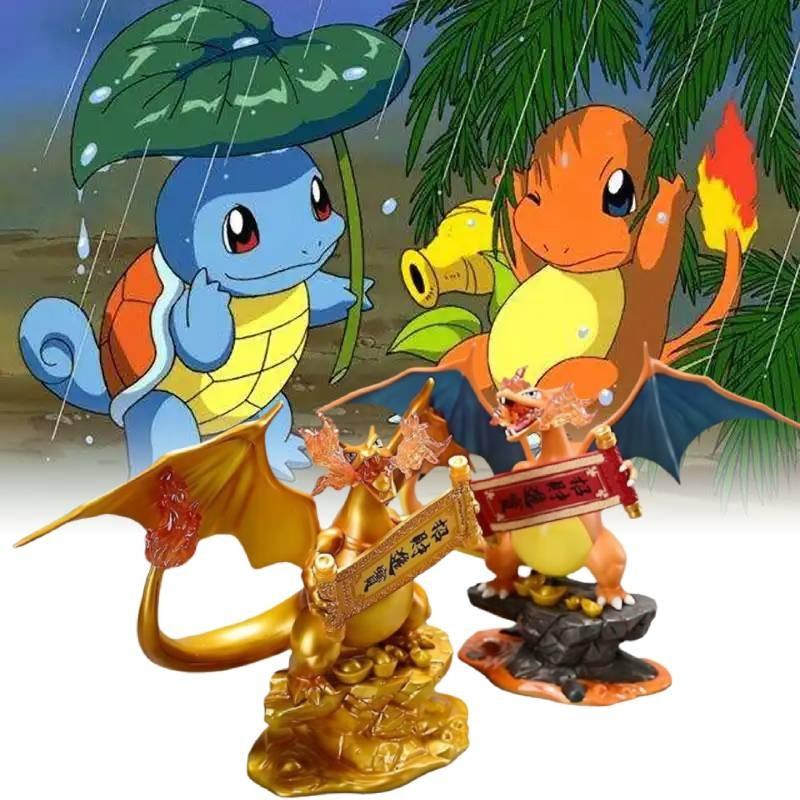 Premium 23cm Charizard Pvc Figure Unique Golden Color Design Eye-catching Home Decor