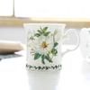 White Camellia Mug Vintage Fine Bone China Tea Cup for Water and Milk, Ceramic Cup Coffee Mug for Table Decor