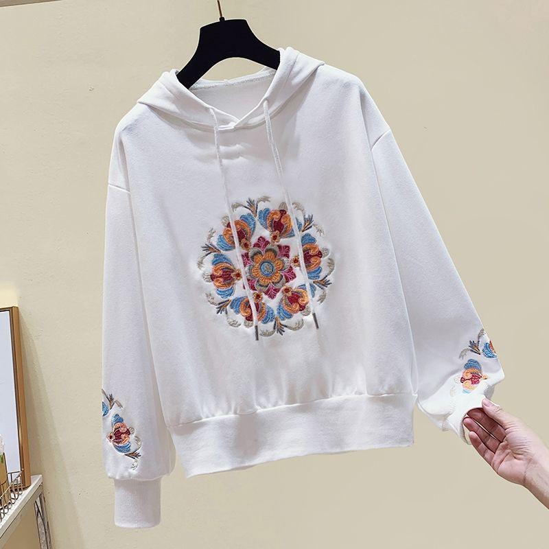 Весна и осень Высококачественная тяжелая промышленность Вышивка Обновление Толстовка Пальто Женские Трендовые Ins