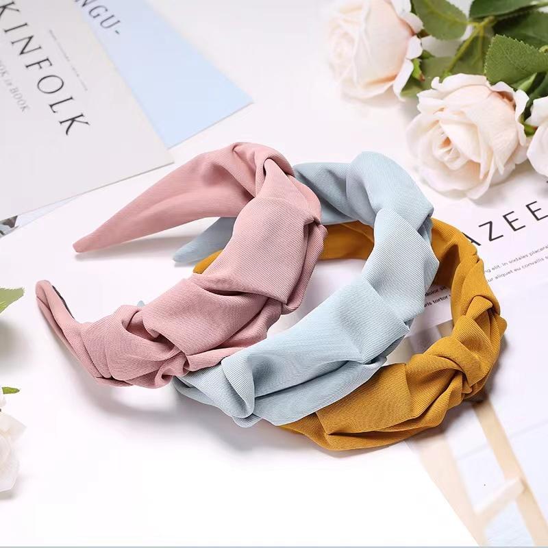 Hair Band Solid Color Folds Pattern Hair Hoop Hair Accessories for Women Pleated Wide Side Solid Color Simple Headband