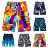 Men Beach Shorts Elastic Waist Adjustable Drawstring Colorful Geometric Print Beach Shorts Quick Drying Leisure Shorts