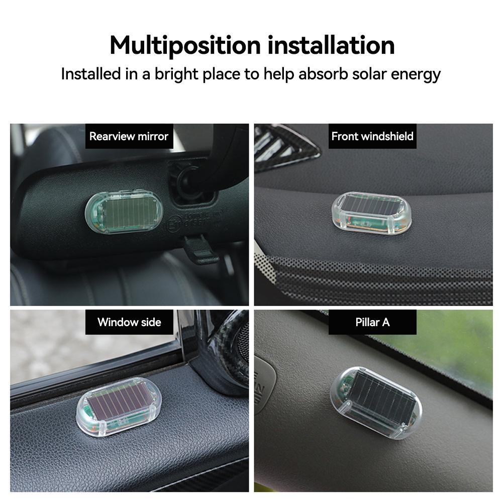 Автомобильный ложный охранный фонарь на солнечной батарее, универсальный предупреждающий светодиодный фонарь, сигнальная лампа, противоугонная сигнализация, стробоскопический сигнал, система безопасности