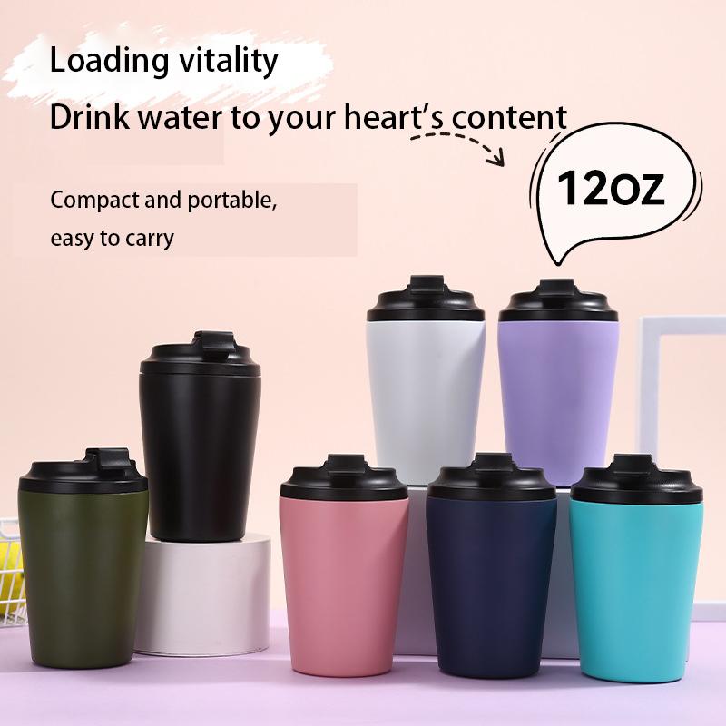 350ML Creative 304 Stainless Steel Travel Mug Coffee Mug Double Wall Vacuum Insulated Tumbler Wide Mouth Tea Cup with Lid