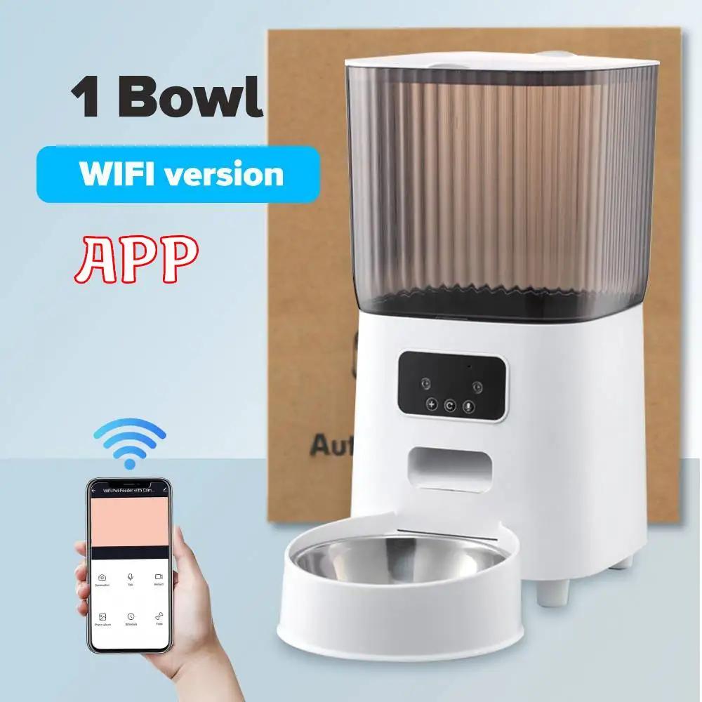 Автоматическая кормушка для кошек, 5 л, Wi-Fi с камерой, HD, умный интерактивный дозатор корма для домашних животных, таймер, чаша из нержавеющей стали, автоматическая кормушка для собак