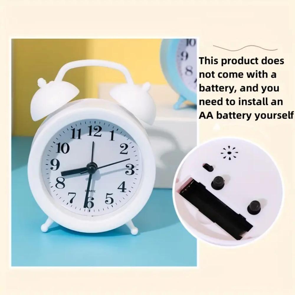 Double Bell Cartoon Alarm Plastic Bedside Clock Creative Small Alarm Clock Student