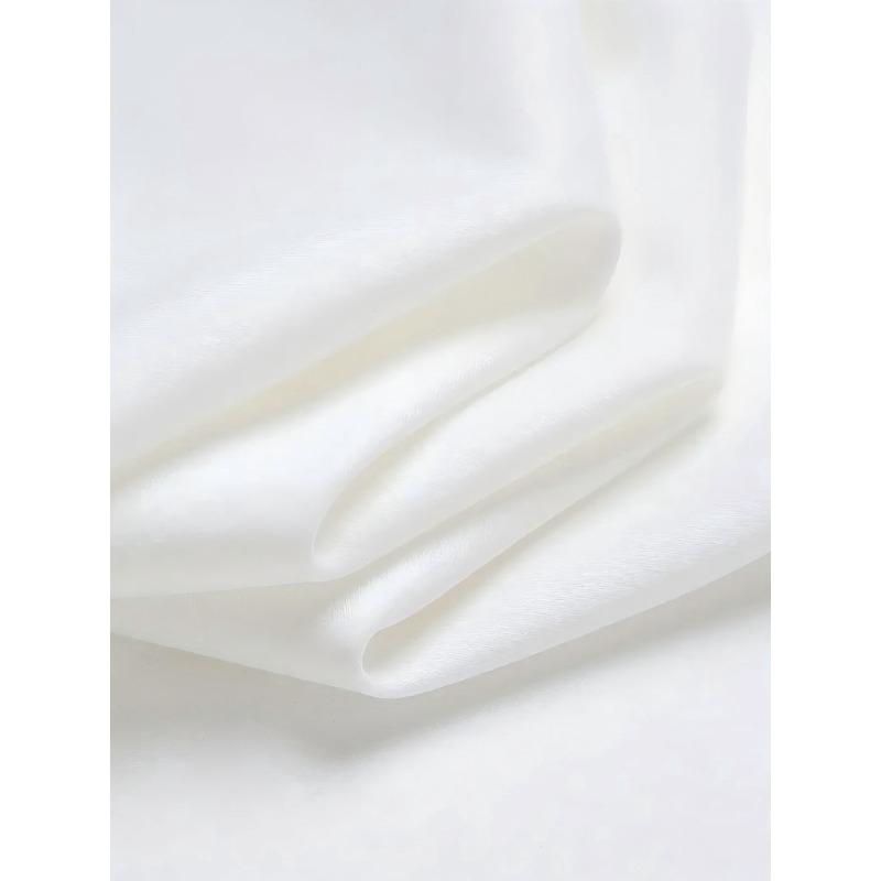 Белая джинсовая футболка с принтом жемчуга, европейский размер - Западный свободный топ с карманом для джинсов и жемчучным бантом, блузка с коротким рукавом и круглым вырезом