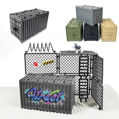 Строительный блок Diy Военный контейнер Мелкие частицы Сцена Орнамент Декоративное хранилище Оружие Запасные части Игрушка