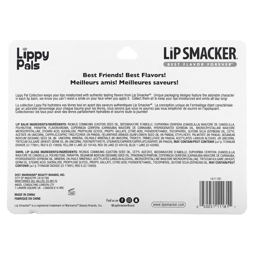 Lip Smacker Lippy Pals Бальзам и блеск для губ, три упаковки, 3 шт.