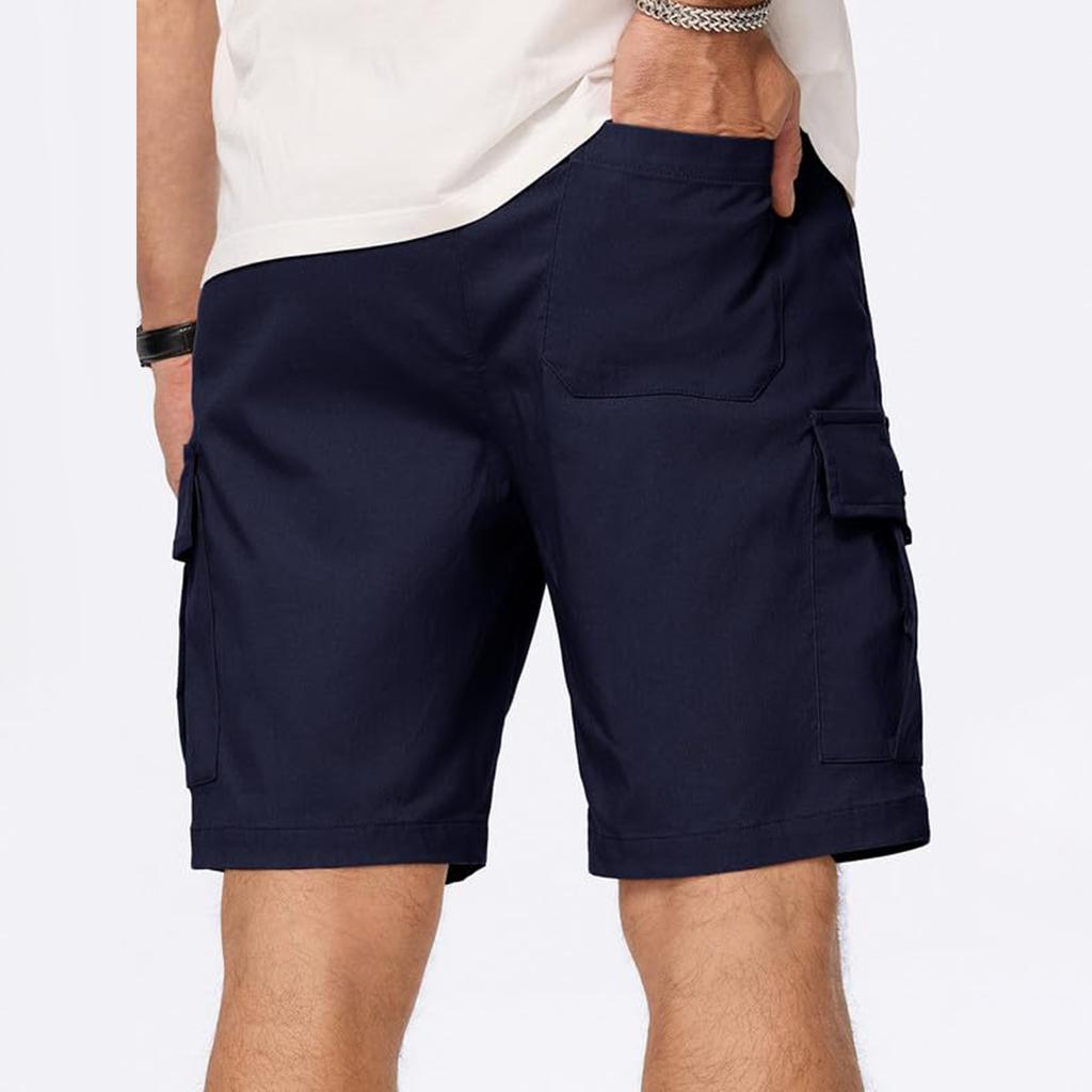 Мужские шорты-карго, повседневные, однотонные, легкие, летние, для работы на открытом воздухе, с несколькими карманами