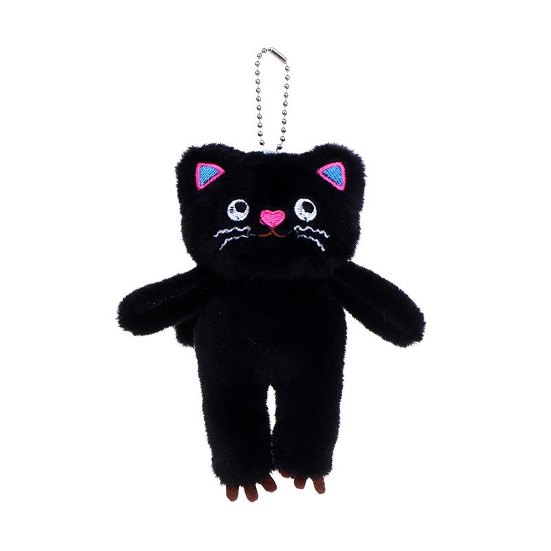Cute Cat Keychain Plush Doll Toys Pendant Cartoon Little Black Cat Kitten Keyring Pendant Backpack Charms Bag Decor Child Gifts