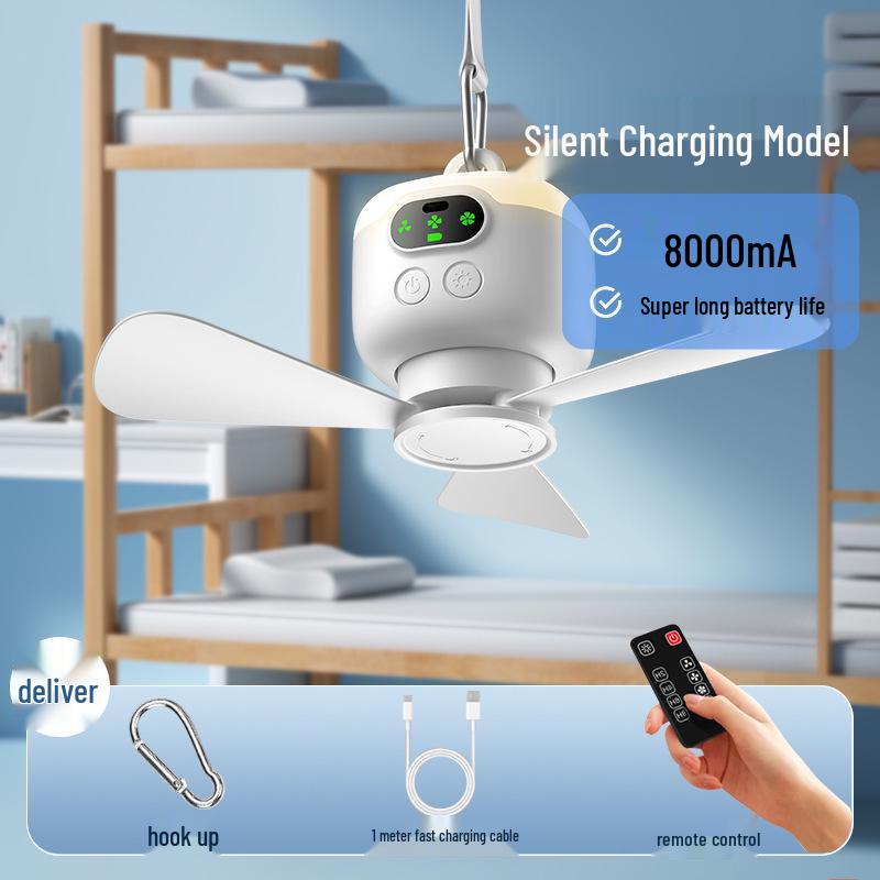 USB Rechargeable Portable Fan with Remote Control for Camping, Dorms, and Outdoor Use