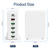 65W 6 Ports USB C Charging Station Multiports Hub Portable PD3.0 & QC3.0 Fast USB C Wall Charger