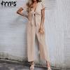 Women's Fashion Casual Solid Color Print Summer Spring Short Sleeve Trousers Jumpsuits & Rompers