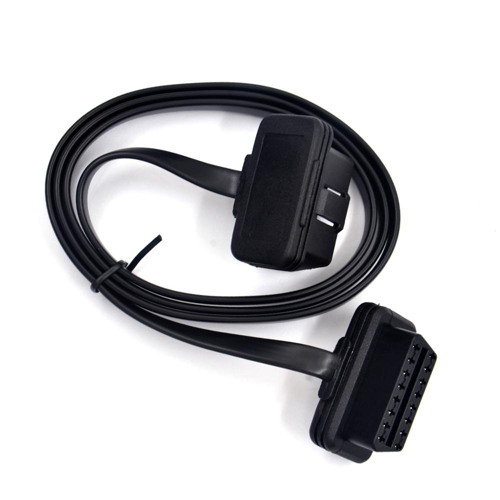 100cm 60cm Flat Thin As Noodle OBD2 OBDII OBD 16Pin ELM327 Male To Female Elbow Extension Cable Diagnostic Scanner Connector