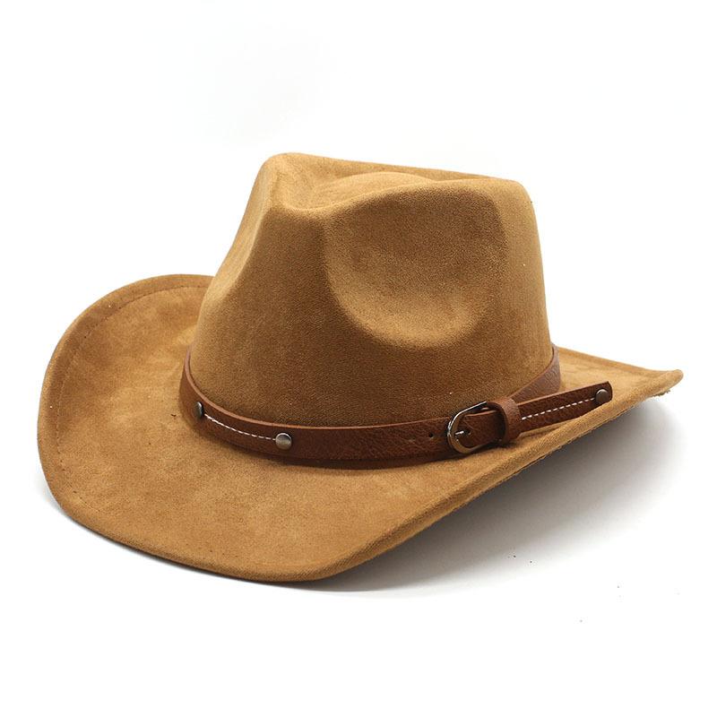 Minority Woolen Hat Men And Women Couple Hat Suede Western Cowboy Top Hat
