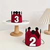 1pc Birthday Crown Hat for Red Felt Princess Crown with Number First Birthday Party Decorations Favors 1-10th 30th 100th