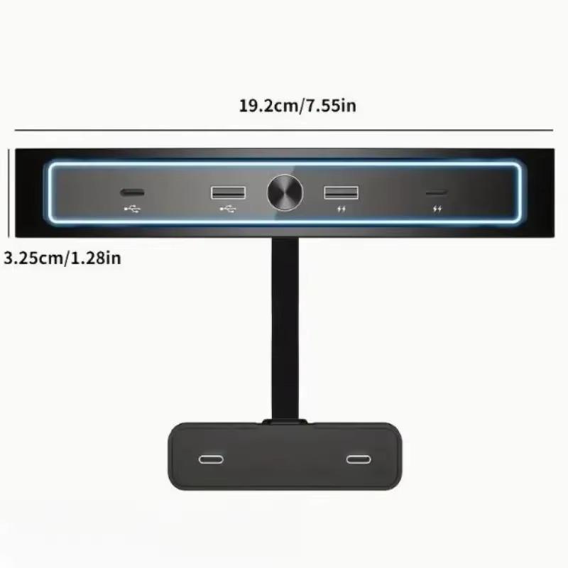 4-in-1 USB LED Hub Center Console Adapter-USB Hub Docking Station Cable Charger Powered Splitter Tesla Model 3/Y from 2021-2022