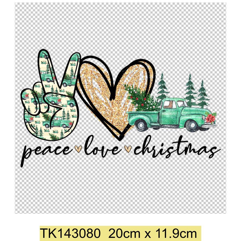 Peace Love Christmas Термонаклейки Нашивки Стираемая Одежда Окружающая Юбка Термопередача Наволочка Домашний Декор Печатный Подарок