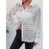 YYFS Женские модные повседневные пуловеры с воротником-поло и длинными рукавами с кружевным принтом, лето-весна с длинными рукавами