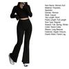 2 Pcs/Set Women Spring Commuting Outfit Top Flared Pants Set Zipper Closure Thread Stand Collar Coat High Waist Sport Tracksuit Elastic Daily Clothes