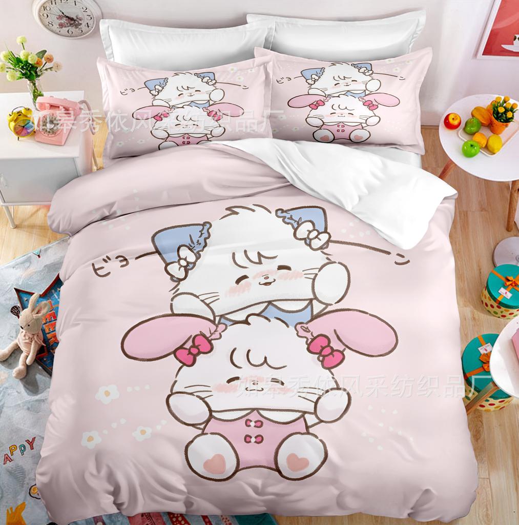 Kawaii MIKKO Bedding Sets Comforter Quilt Bed Cover Duvet Cover Pillow Case 2-3 Pieces Sets Kids Adult Size Cartoon Decoration