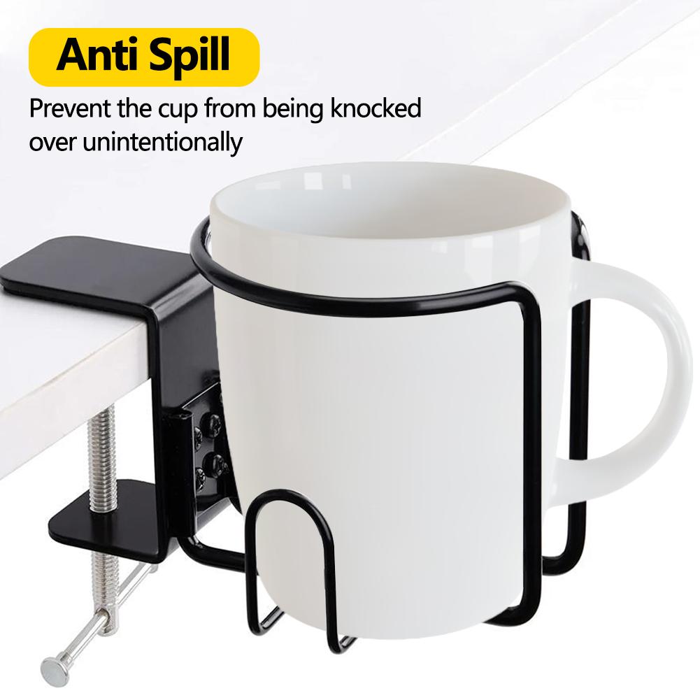 Домашний зажим на стол, подстаканник, горизонтальное вертикальное крепление, защита от разлива, офисная настольная подставка для кружек, металлический зажим, лоток для хранения бутылок с водой