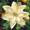 1PC Christmas Golden Glitter 14cm Flower Christmas Tree Decoration Ornaments Color Glitter Home Party Decoration Supplies