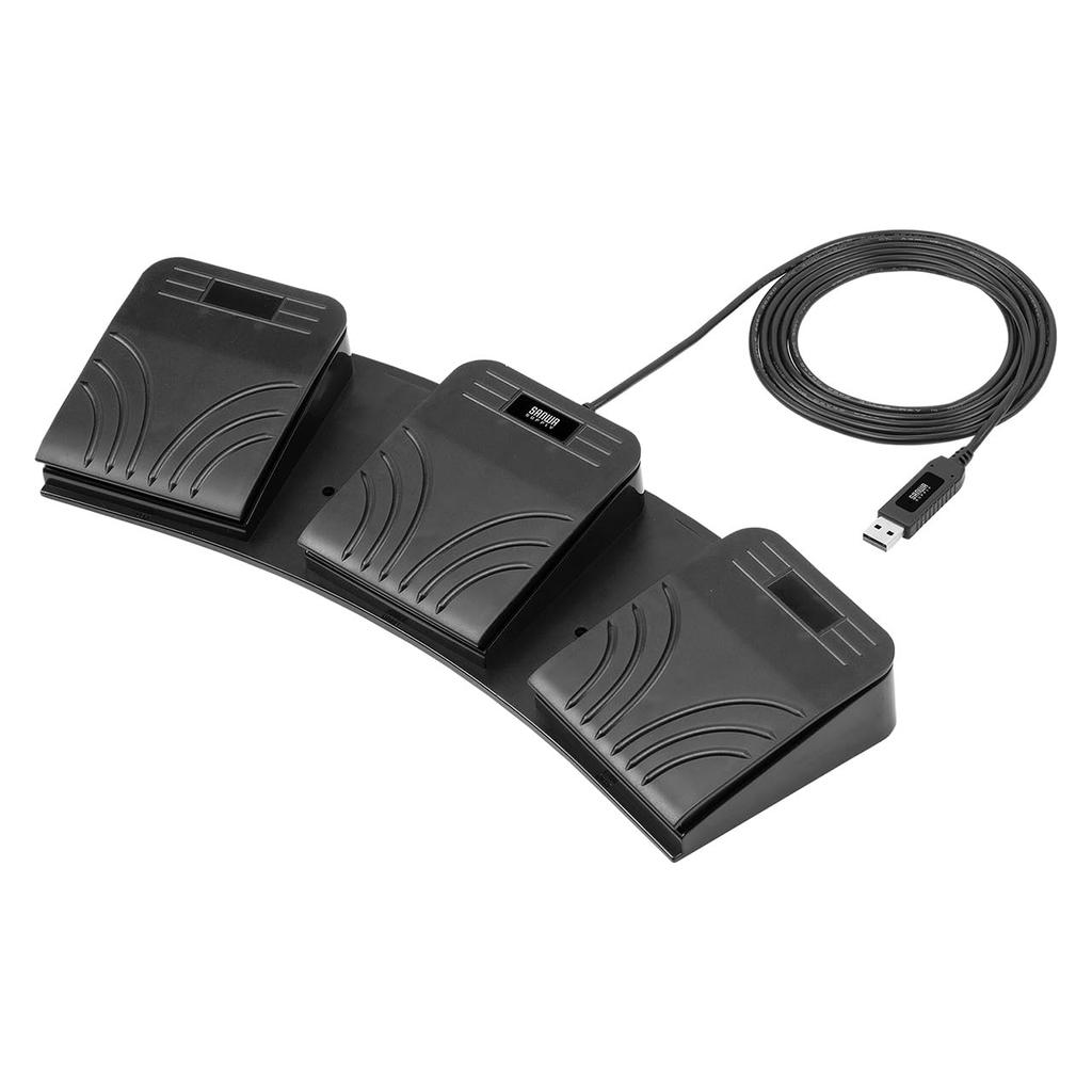 Sanwa Direct Ножной педальный переключатель, USB-подключение по проводу, Бесшумный, Тройной, Переднее нажатие, Программируемый, Назначение на ПК, Ножной переключатель для игровой клавиатуры, Foot Shor