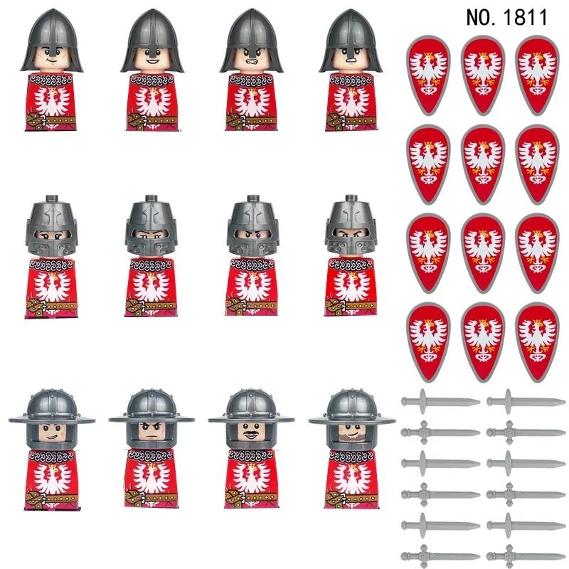 12Pcs/Set MOC medieval knights Roman soldiers military castles dragon soldiers figures weapons bricks children's toys
