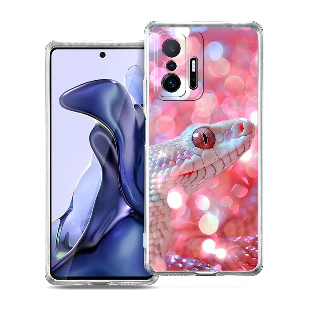 Прозрачный чехол для телефона для Xiaomi Mi 14 13 12 11 Ultra 13T 12T 11T Poco X3 NFC F3 F6 Pro Lite 5G Мягкий ТПУ корпус Змея Новый год