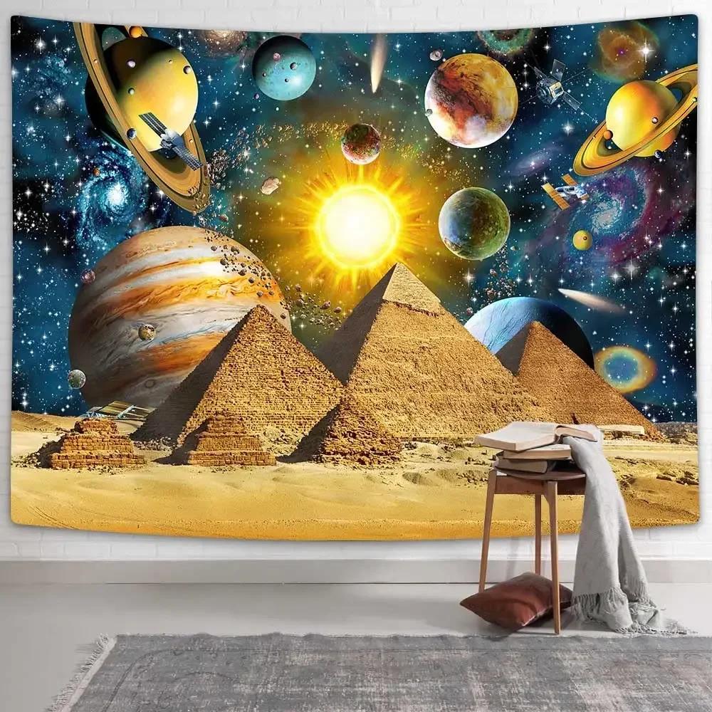 VIKAMA Solar System Planetary Tapestry Science Fiction Style Bedroom Headboard Decorative Backdrop Room Decoration