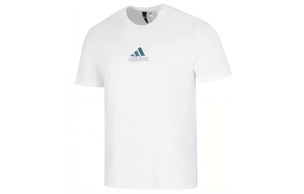 adidas Футболки Мужские Белые С Круглым Вырезом Умеренный Прямой Крой HM2979
