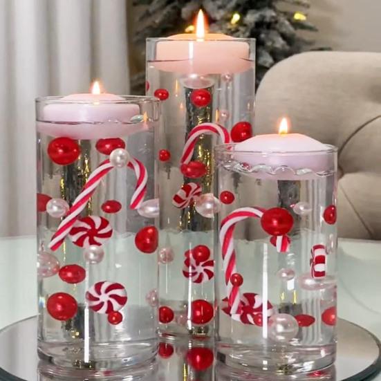 Рождественский набор наполнителей для ваз Плавающие бусины Подсвеченные бусины из искусственного жемчуга Прозрачные водные бусины Рождественские украшения для особых случаев Плавающие свечи