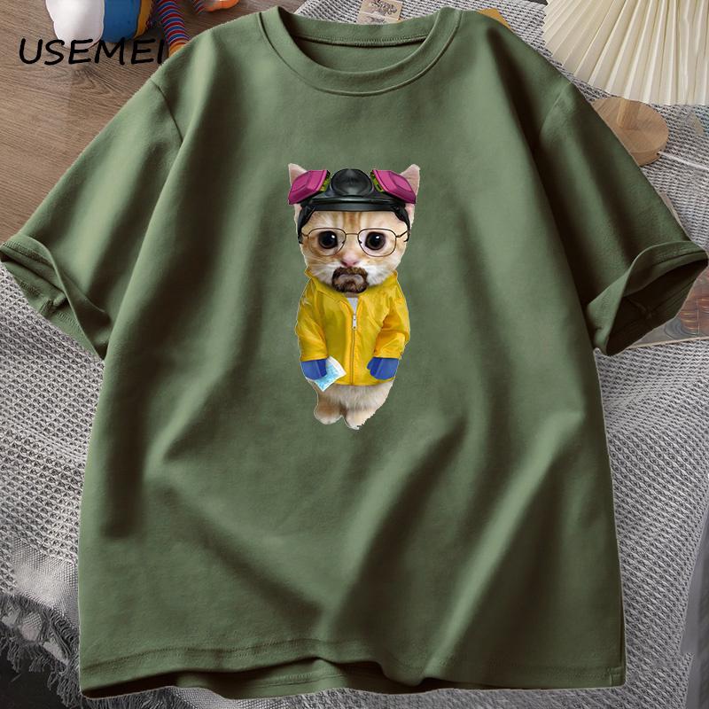 Футболка Walter White Kitty Walter White Heisenberg, мужская хлопковая футболка с котом и короткими рукавами, забавная футболка, мужские хлопковые мужские топы