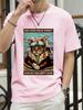 A Vintage Cat Flying In The Sky Printed TShirts Womens Summer Cotton Short Sleeve ONeck Comfortable Loose Tops Casual Clothes