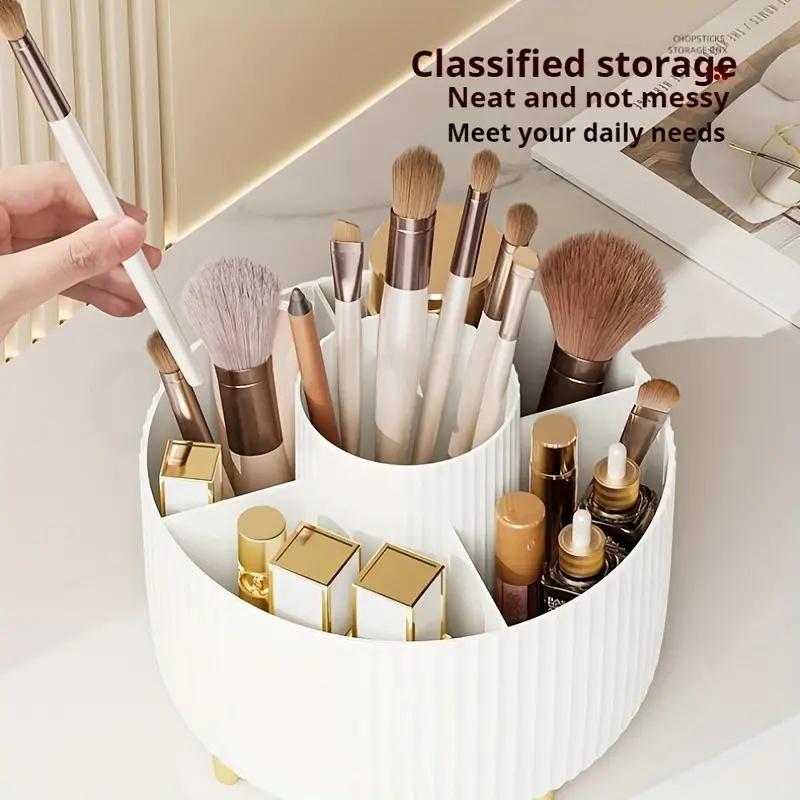 360° Rotating Makeup Brush Storage Box Desktop Makeup Tools Organizer Large Capacity Cosmetic Brush Lipstick Eyebrow Pen Rack