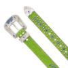 PU Green Belt Western Luxury Custom  Rhinestone Belt Inlaid With Full Diamond Alloy Flower Buckles Fashion Trend Women's Belt
