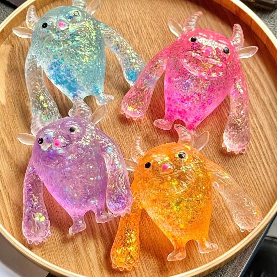 Мультяшная корова, сжимающаяся игрушка с блестками, для снятия стресса, Демон-корова, Сахарный шарик, Сенсорная игрушка, Расслабление, Снижение тревожности, Животная фиджет-игрушка