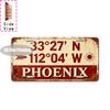 Vintage City Coordinate Year Retro Print Metal License Plate Sign 2D Flat Printed Tin Plaque Wall Decor for Home Bar