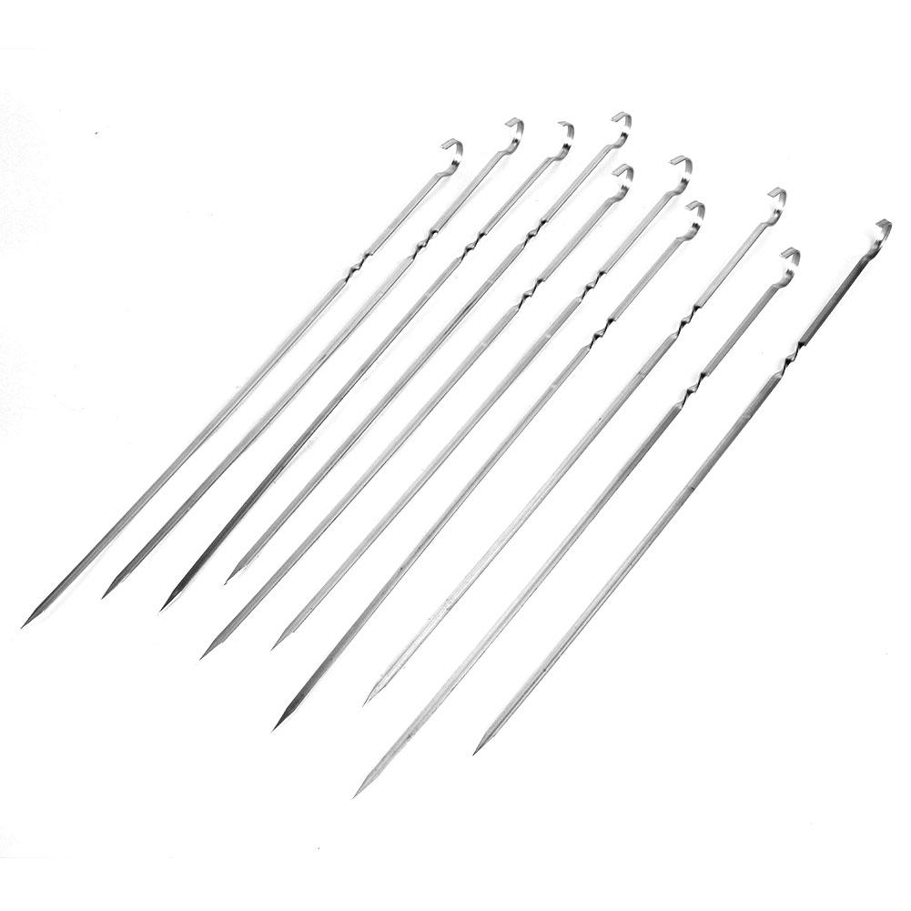 10 шт. Шампуры плоские для барбекю из нержавеющей стали, инструмент для гриля для вечеринок, мероприятий на открытом воздухе
