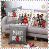 Christmas Pillow Cover Christmas Tree Gift Box Digital Letter Elements Festive Atmosphere Decoration Home Sofa Pillow