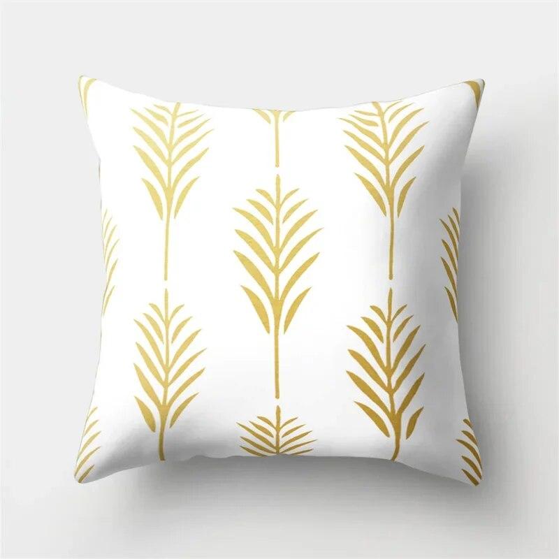 Наволочка с золотыми тропическими листьями и растениями, наволочка для гостиной, дивана, офиса, автомобильная подушка для поясницы, украшение дома
