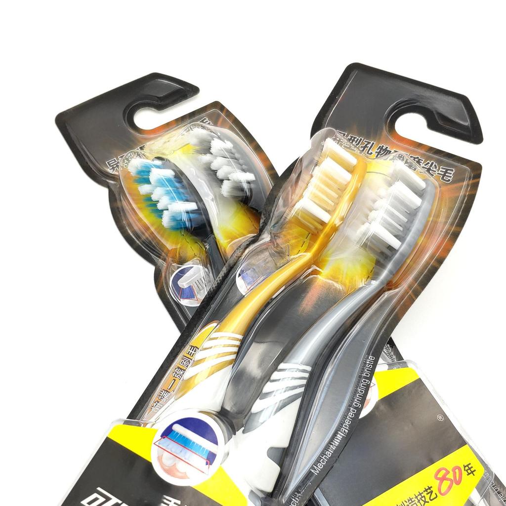 Зубная щетка для взрослых Sanxiao Clean K235B со средней щетиной, 2 шт. в упаковке — специальный дизайн для удаления пятен от зубов и курения.