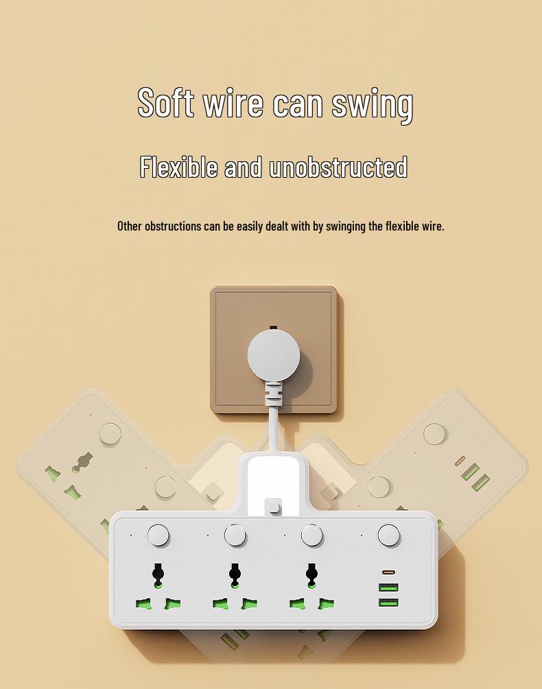 European Standard Compact Russian Power Strip with USB & Switch Extension Cord