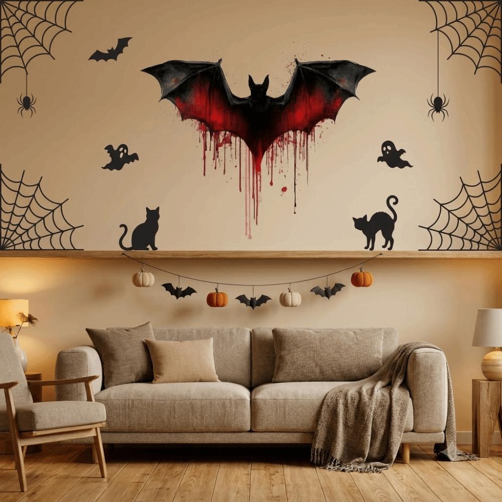 PVC Halloween Bat Wall Stickers Electrostatic Spooky Bat Sticker Window Sticker Window