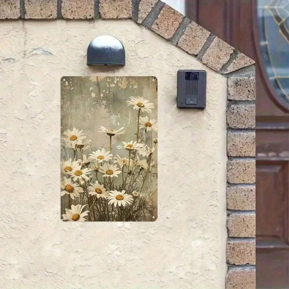 Винтажная жестяная табличка с ромашками 8x12 дюймов Цветочный настенный декор в стиле кантри для гостиной кухни 20x30 см