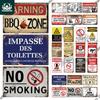 Decor Warning BBQ Tin Sign No Smoking Plaque Metal Vintage Poster Wall Art Decor for Garage Quiet Zone Home Backyard